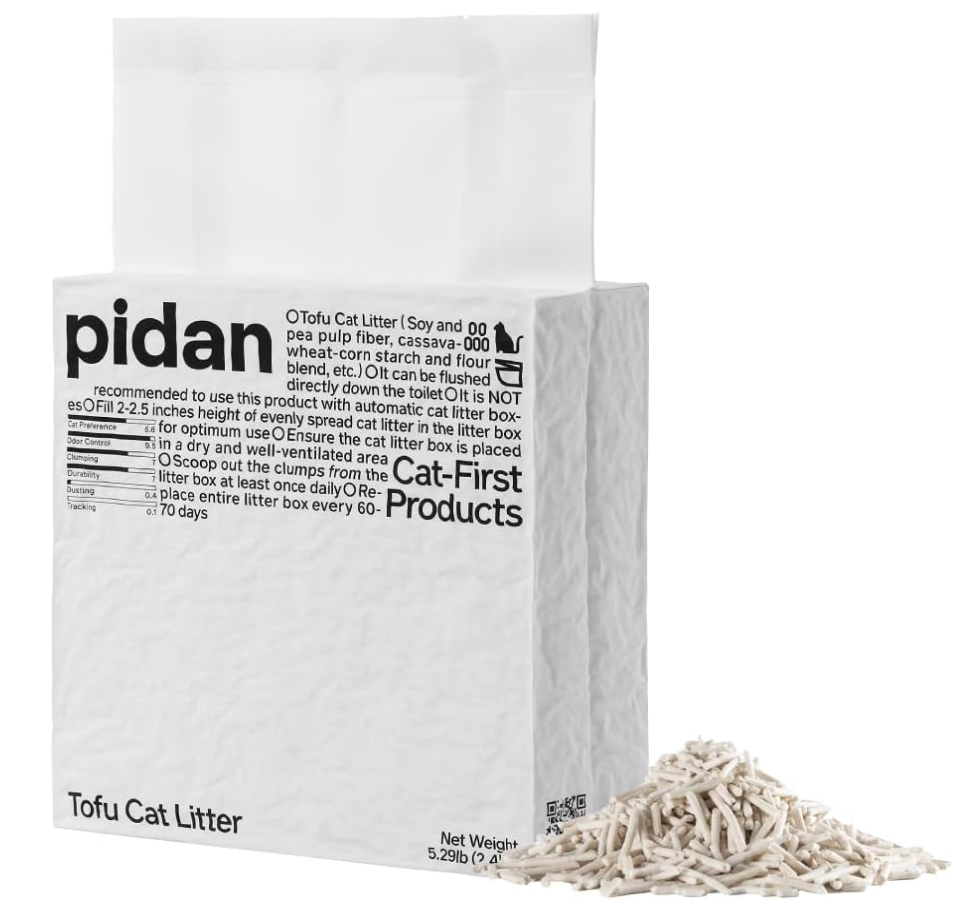 pidan Tofu Cat Litter Clumping,Flushable,Ultra Absorbent and Fast Drying, 100% Natural Ingredients Litter,Solubility in Water,Really Dust-Free,Less Scattering (5.3lb×1bag)