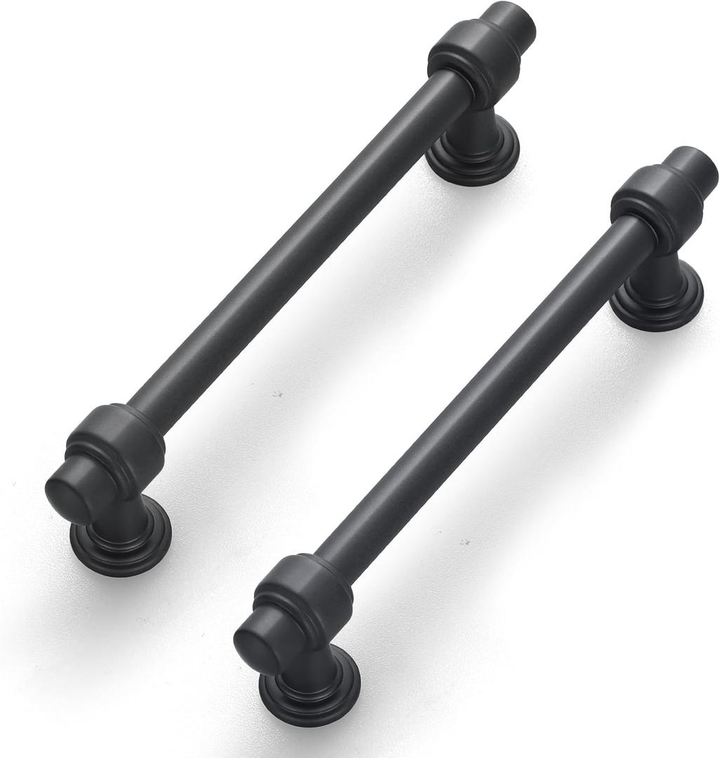 Lardmon 10 Pack 5 Inch(128mm) Hole Center Matte Dark Gunmetal Gray Modern Cabinet Pulls Kitchen Cabinet Handles Kitchen Cabinet Hardware Timeless Drawer Vanity Pulls, Gray(5x10)