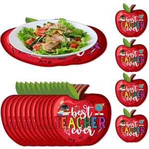 Teacher Thank You Placemats 30 Pack Apple Shaped Disposable Table Mats for Teacher Appreciation Week, Classroom Party, School Luncheon Supplies