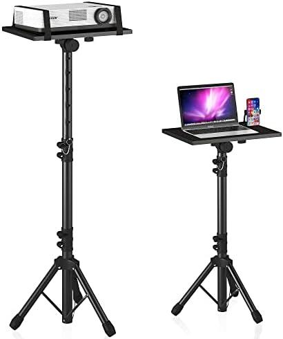 Projector Stand Tripod Adjustable, Laptop Height from 23.5 to 46.5 inches with Gooseneck Phone Holder, Floor for Office, Home, Stage, Studio, DJ Racks Holder Mount, 23.5inch-46.5inch