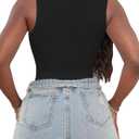 LovelyWholesale Graphic Crop Tops for Women Cropped Tank Tops V Neck Ribbed Shirts Black Smile X-Large (XS)