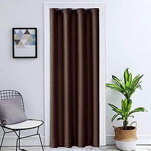 Brown Doorway Curtain Panel Room Divider Solid Blackout Curtains 93 Inch Length Grommet Drapes Room Darkening Thermal Insulated Energy Efficient Door Curtain for Closet 1 Panel 51  inch Width
