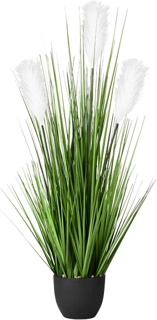 Vlorart 34" Artificial Greenery Floor Plants with Reed Flowers, Tall Fake Plant Potted, Faux Pampas Grass Silk Plants for House Decorations, Lobby, Bathroom, Wedding, Garden Indoor and Outdoor (White*1)
