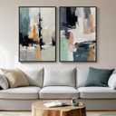 Large Framed Colorful Abstract Wall Art for Living Room, Set of 2 Canvas Prints Paintings Artwork for Walls, Modern Bright Multicolor Pictures for Hallway Bedroom Office Wall Decor 24x36