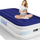 Sebor Air Mattress Twin with Built-in Pump 18", Comfortable Self-Inflating Air Mattress with High-Speed Pump, Durable Blow Up Mattress Twin with Storage Bag for Guests, Camping, Travel (Blue)