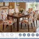 Chair Covers for Dining Chairs Set of 4, Stretchy Soft Parson Chair Covers Removable Washable Kitchen Dining Room Chair Slipcovers with Elastic for Universal Fit (Orange Flowers)