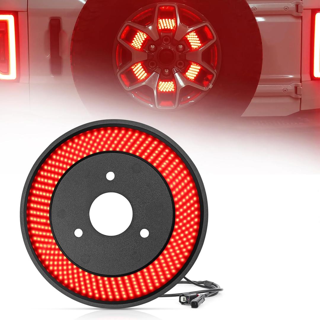 Spare Tire Brake Light for Ford Bronco 2021 2022 2023 2024 2/4 Doors, Plug & Play 3rd Third Brake Light, 405PCS LED Rear Wheel Light Super Bright Red Brake Tail Light for Bronco Accessories