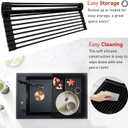 MERRYBOX Roll Up Dish Drying Rack Silicone Wrapped Over The Sink Dish Drying Rack Multipurpose Foldable Sink Drying Mat Anti-Slip & Anti-Rust Dish Rack for Kitchen, 17.5" x 13", Black