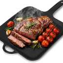 12 Inch Cast Iron Square Griddle, Seasoned Skillets with Ring Handle, Heat Resistant Griddle for Pancakes, Eggs, Steak, Durable Griddles for Stove Top Oven Safe for Kitchen Cooking