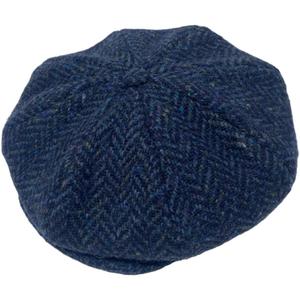 Hanna Hats Men's Donegal Tweed 8 Piece Cap Newsboy Cap (Large, Teal & Navy Herringbone)