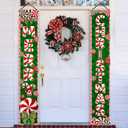2 x Peppermint Christmas 71" x 12" Merry Christmas Porch Banner, Candy Welcome Sign, Indoor Outdoor Holiday Decorations