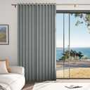 Full Blackout Memory Trained Pleated Curtains with Magnetic Closure, Flax Linen Textured Thermal Insulated Drapes, 1 Panel, W45 x L90, Grey