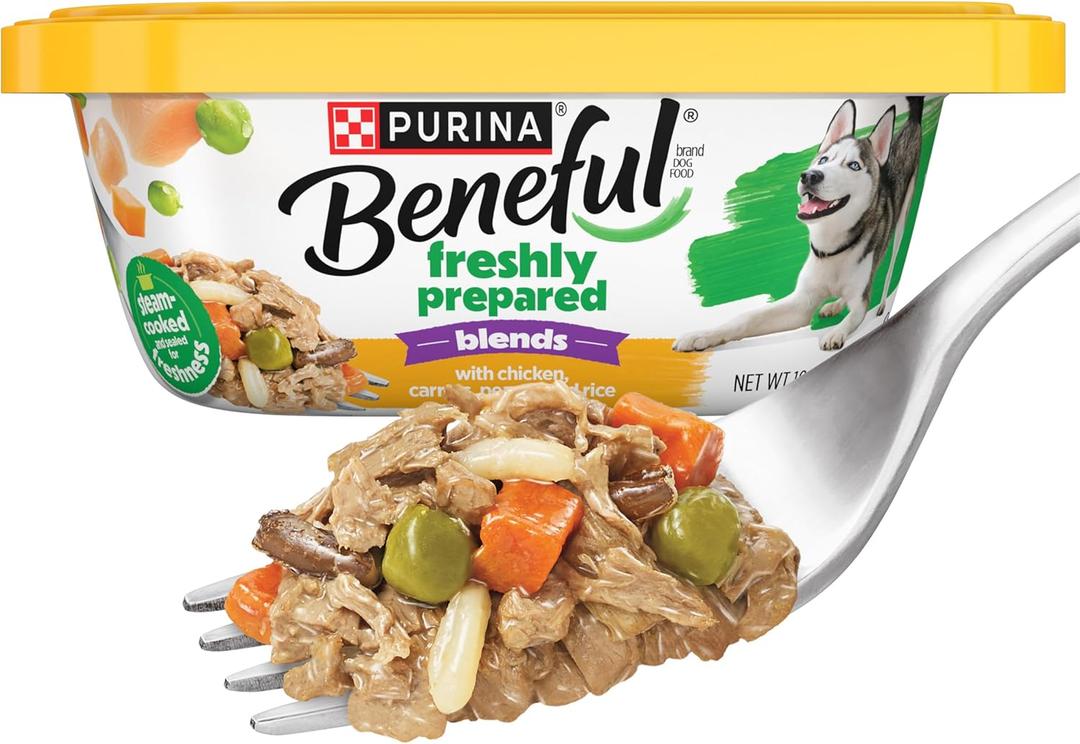 Purina Beneful Freshly Prepared Blends Wet Dog Food With Chicken, Carrots, Peas and Wild Rice - (Pack of 8) 10 oz. Tubs (BB: July 2027)