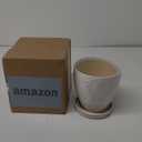 6 Inch Ceramic Plant Pot for Indoor Plants Outdoor Round Planter Flower Pot with Drainage Hole and Saucer for Home Garden Office Decor White