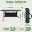 Moosinily Camping Table 4Ft Lightweight Metal Folding Picnic Camp Table Adjustable Height Portable Roll-Up for Outdoor, Camp, Beach, BBQ, Patio with Carrying Bag 47.2''x21.6''x 28''