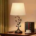 Kakanuo Table Lamp for Bedside, Lamp for Living Room with USB-A and USB-C Charging Ports, Traditional Tall Bedroom Lamp for End Table