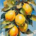 Citrus Paint by Numbers Kit for Adults - DIY Vibrant Yellow Lemons Hanging from a leafy branch Painting on Canvas 16x20In, Framed Acrylic Paint Set for Beginners, Fruit Art for Home Decoration/Gifts