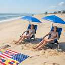 Low Beach Camping Chair for Adult with Detachable Umbrella, Twin Pack