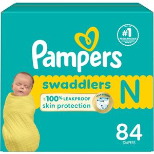 Pampers Baby Diapers - Swaddlers - Size 0, 84 Count, Ultra Absorbent Disposable Newborn Diaper