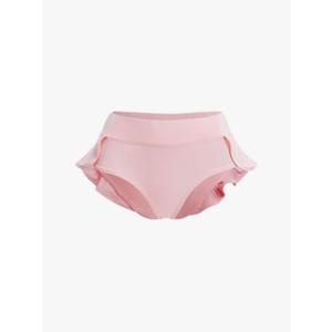 Women's High Waist Wide Waistband Ruffle Yoga Shorts Gym Workout Rave Booty Dance Mini Hot Pants Bottoms Active Skirted Panties, Pink, Small