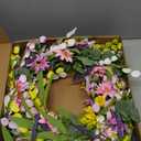 Yawwind 22 Inches Summer Wreaths for Front Door Spring Flower Wreaths Summer Door Wreath Colorful Wildflower Wreath with Daisy Lavender for Window Indoors Outdoor Decor