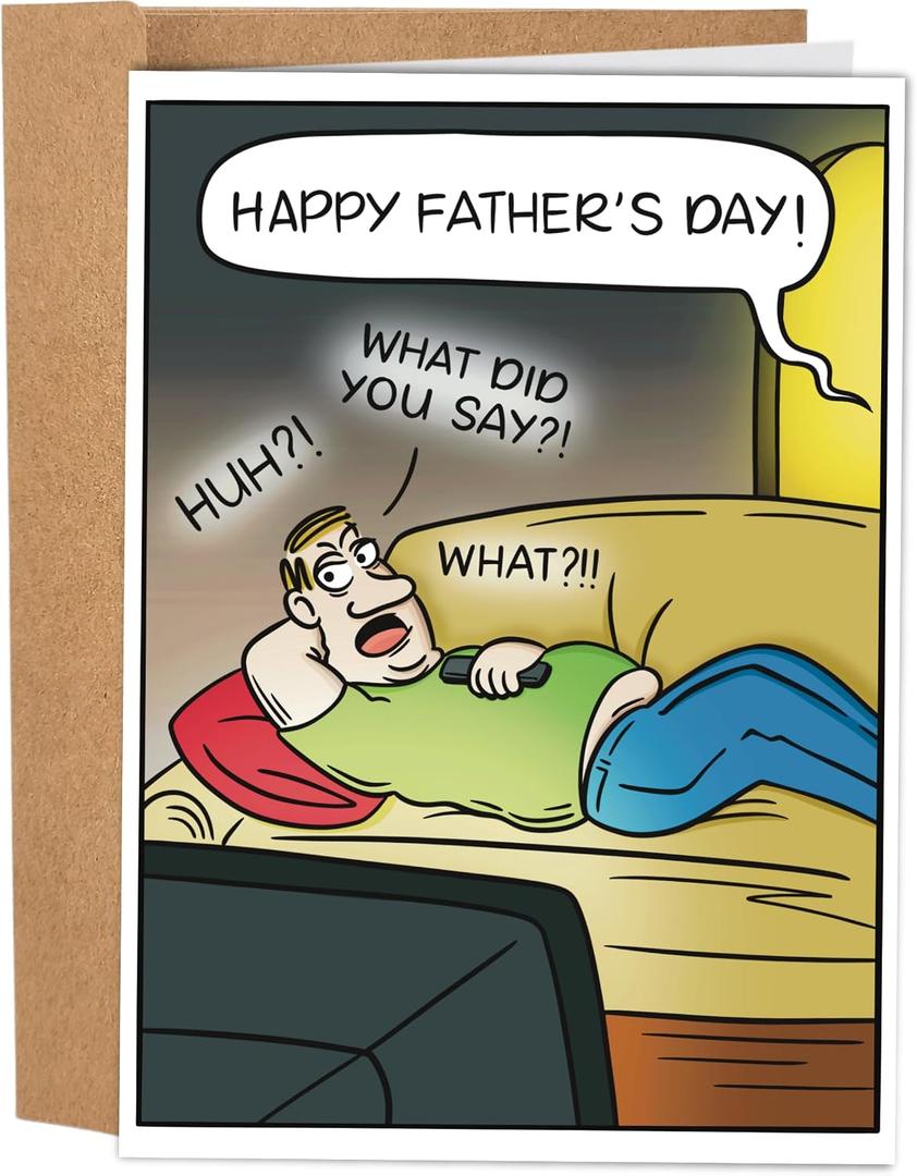 2 x Sleazy Greetings Funny Father's Day Card from Kids Son Daughter - What Did You Say 5x7 Inch Dad Hard of Hearing Happy Father's Day Greeting Card with Matching Envelope