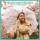 Sanwuta 12 Pcs Transparent Folding Umbrella Full Automatic Clear Foldable Auto Open Close Umbrellas for Rain Wedding (White)