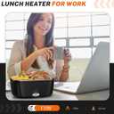 Heated Lunch Box,120W Electric Lunch Box for Adults with 1.5L 304 Stainless Steel Container, 12V/24V/110V Lonchera Elctrica Porttil for Travel,Work,Car,Truck (Pure Black, 1.5L x 4)