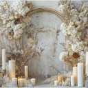 YongFoto Boho Vintage Room Wall Backdrop 9x6ft Elegant Pampas Grass Arch White Flower Candles Photography Background Bridal Shower Wedding Party Banner Room Decor Portraits Photoshoot Wallpaper (9ftx6ft, Style 4)