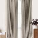 100% Blackout Shield Linen Blackout Curtains for Bedroom 90 Inches Long, Back Tab/Rod Pocket Living Room Drapes, Thermal Insulated Blackout Curtains 2 Panels Set, 50" W x 90" L, Faux Linen