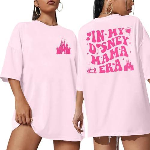 UNIQUEONE Mama Shirts for Women Mommy Tshirt: in My Mama Era Shirt Funny Mom Graphic Tees Oversized Tops Size L
