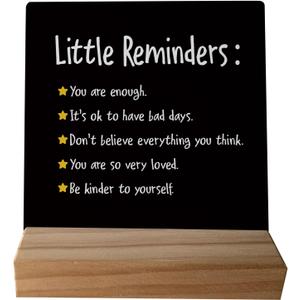 Little Reminders You are Enough Desk Plaque Sign with Stand,Dorm Signs for College Girls, Inspirational Signs Decor for Office Dorm Desk,Back to School Gifts for College Students (Black 3)