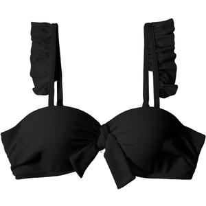 ZAFUL Women Push Up Bandeau Bikini Top Strapless Swimsuit Solid Twist Front Bathing Suits Tube Top (Black, M)