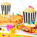 48 Pcs Black Striped Popcorn Boxes 5.51 X 5.51 X 0.19 in Foldable Paper Popcorn Containers for Movie Nights Party Favors Wedding Dessert Tables Candy and Cookie Serving