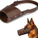Hide & Drink, Leather Dog Muzzle Guard, Secure, Prevents Biting Chewing, Pitbull German Shephard & Any Breeds, Small Medium Large, Handmade (Large)