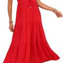 OSTOO Women's Floral Print Maxi Dresses Sleeveless Sleeves Boho Empire Waist Dress (Large)