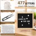 10 x 10 in Felt Letter Board with LED Lights,Changeable Message Board with Wooden Frame and Wall Mount Hook,Letter Board with 477 Letters for Pregnancy Announcement/Baby/Celebration/Home Decor(Black)