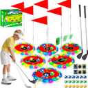 VATOS 2-in-1 Light up Golf for Kids- Golf Chipping Game & Bean Bag Toss with 6 LED Targets, 2 Clubs, 18 Balls, Night Golfs Play for Indoor Outdoor Party Yard Golfer Gifts Sports Toys for Kids 5-12