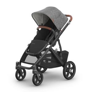 UPPAbaby Vista V3 Stroller - Full-Size Single-to-Double Stroller System - Toddler Seat, Bug Shield, Rain Shield, and Storage Bag Included - Greyson (Charcoal Mlange/Carbon Frame/Saddle Leather)