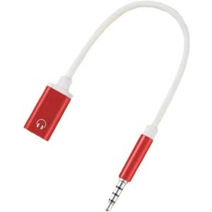 Red Type-C to 3.5mm Audio Adapter - Universal Analog Audio Cable for Smartphones, Laptops and Gaming Headphones, Durable Earphone Adapter with Noise Cancellation