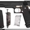 Golden Eagle Steel Airsoft Hand Gun Hi-Capa 1911 Airsoft Pistol with 6mm BBS and Speed Loader (Black)