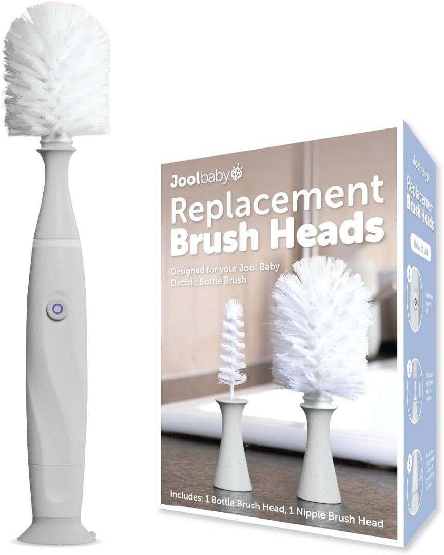 Jool Baby Electric Baby Bottle Brush (Gray) + Replacement Heads (Gray)