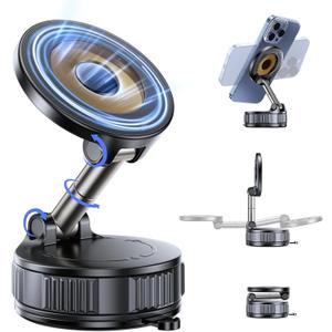 OUNIER Vacuum Magnetic Phone Holder for Car [120+LBS Strongest Suction & 3200gf Magnetic] 360 Adjustable Magsafe Car Phone Mount, Cell Phone Holders for Your Car for iPhone 17 Pro Max 16 15 14 13 12