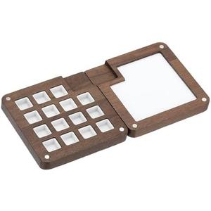 PATIKIL 15 Grids Mini Portable Palette, Walnut Sketchbook Watercolor Palette, Mixing Tray Pocket Magnetic Travel Paint Palette for Painters Artists Acrylic Painting, Dark Brown