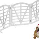 Wooden Dog Gate Freestanding Pet Gate Foldable Pet Gate for Dogs,Indoor Dog Fences with 3Foot Supportershite,3Pane 23.6" Height-White.