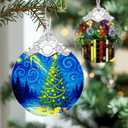 Starry Night Stained Glass Ornament, Christmas Ornaments  Christmas Tree Ornament, Holiday Decor, Xmas Stocking Stuffers, Gift Idea, Gifts for Art Lover, Coworker, Friend, and Family - Xmas Tree