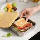 2 Pack Stainless Steel Sandwich Containers - Food Grade Sandwich Box with Lid, Reusable Metal Meal Prep Lunch Boxes, Food Storage Containers for Sandwiches, Snacks, Fruits