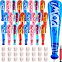 Seematn 24 Sets Inflatable Baseball Bats and Baseballs Set Includes 17 Inch Pow Inflatable Baseball Bats and 2.5 Inch Mini Foam Baseballs for Sports Party Favor Carnival Birthday (Candy Colors)
