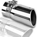 2.5 inch Inlet Exhaust Tip, 2.5" Inlet 3" Outlet 6" Overall Length Stainless Steel Exhaust Tail Pipe, Slant Sleek Angle Cut Exhaust Tailpipe, Clamp-On