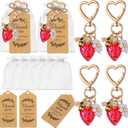 20 Set Strawberry Keychain Party Favor Gift Set for Women Cute Key Chain Bag Charm Accessories with Thank You Card